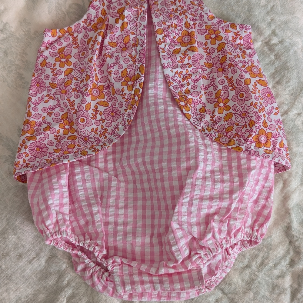 Little English Pink and Orange Floral Bodysuit